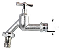 Wasserhahn mit Schlauch-Anschluss-Verschraubung 