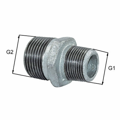 Reduzier-Doppelnippel, Temperguss