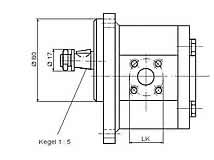 Technische Zeichnung Zahnradmotor Seitenansicht