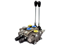 Rückansicht Kombinierter Zweifach-Handhebelsteuerblock