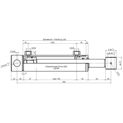 Technische Zeichnung, bemaßt