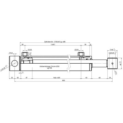 Technische Zeichnung, bemaßt