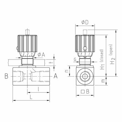 Drosselrückschlagventil techn. Zeichnung