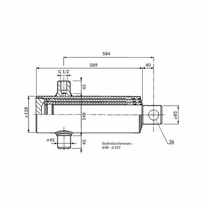 Einfachwirkender Teleskopzylinder, zweistufig