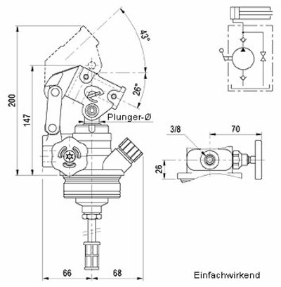 Hydraulikhandpumpe 30ccm/Hub, einfachwirkend mit Doppelhub,