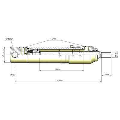 Doppeltwirkender Mini-Hydraulikzylinder Technische Zeichnung