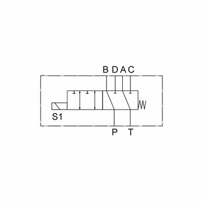 Technische Zeichnung, 6/2-Wegeventil, hydraulische Weiche