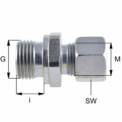 Gerade Einschraubverschraubung bemaßt
