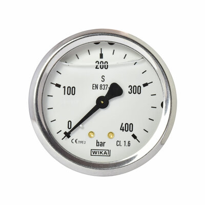 Glyzerinmanometer Ø 63 mm, 0...400bar mit Befestigungsbügel