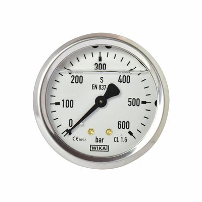 Glyzerinmanometer Ø 63 mm, 0...600bar mit Befestigungsbügel