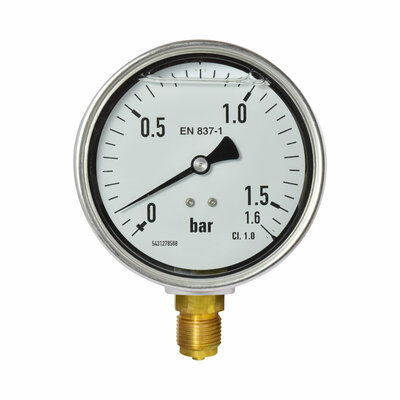 Glyzerinmanometer Ø 100mm, 0...1,6bar
