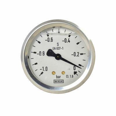 Glyzerinmanometer Ø 63 mm, -1...0bar (Vakuum) mit Befestigungsbügel