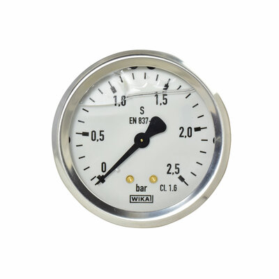 Glyzerinmanometer Ø 63 mm, 0...2,5bar mit Befestigungsbügel