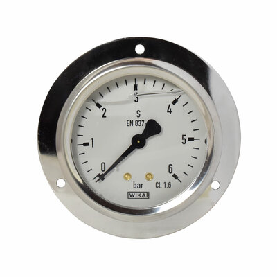 Glyzerinmanometer Ø 63 mm, 0...6bar mit Befestigungsrand
