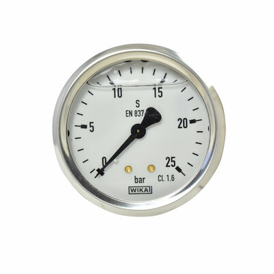 Glyzerinmanometer Ø 63 mm, 0...25bar mit Befestigungsbügel