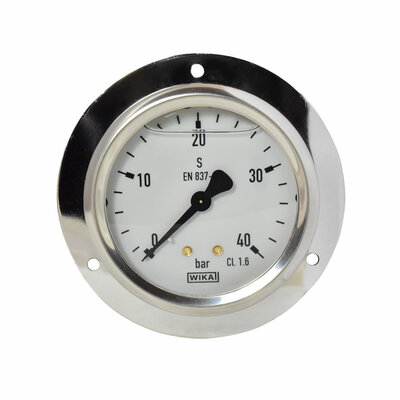 Glyzerinmanometer Ø 63 mm, 0...40bar mit Befestigungsrand