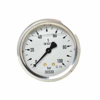 Glyzerinmanometer Ø 63 mm, 0...100bar mit Befestigungsbügel
