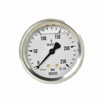 Glyzerinmanometer Ø 63 mm, 0...250bar mit Befestigungsbügel