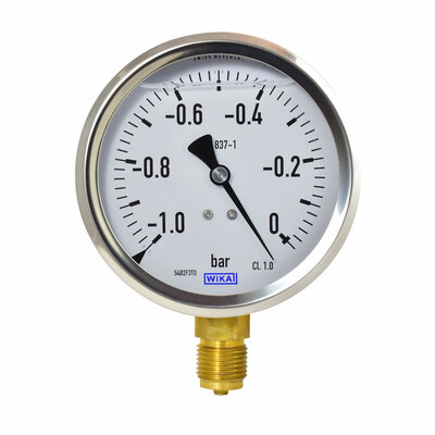 Glyzerinmanometer Ø 100mm, -1...0bar (Vakuum)
