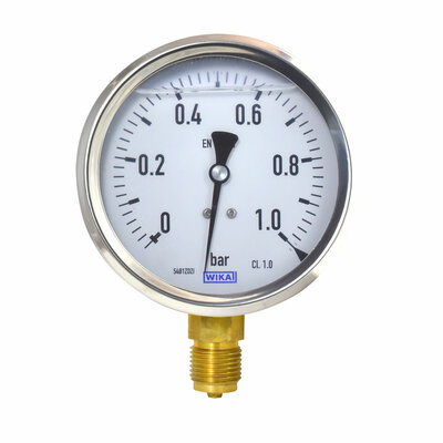 Glyzerinmanometer Ø 100mm, 0...1bar
