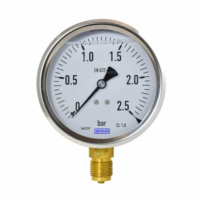 Glyzerinmanometer Ø 100mm, 0...2,5bar