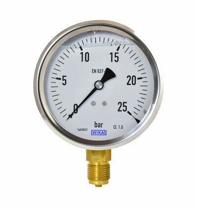 Glyzerinmanometer Ø 100mm, 0...25bar