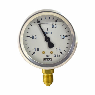 Glyzerinmanometer Ø 63 mm, -1...1,5bar (Vakuum)