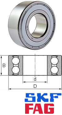 Schrägkugellager, zweireihig, 2Z 