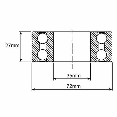 3207-2RS Schrägkugellager Zeichnung