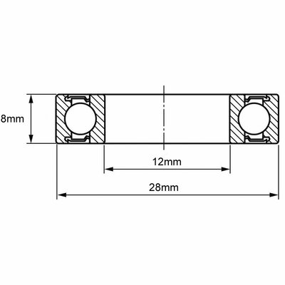 6001-2RS Rillenkugellager Zeichnung